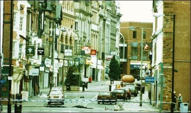 The scene after the IRA bombed Warrington in 1993