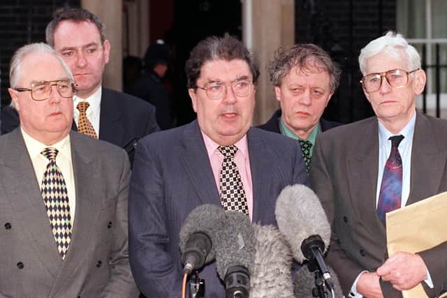 John Hume and SDLP colleagues after a meeting at 10 Downing Street, where he had more influence than any unionist leader