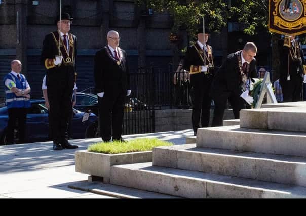 The Apprentice Boy of Derry parading on the city's walls on Saturday