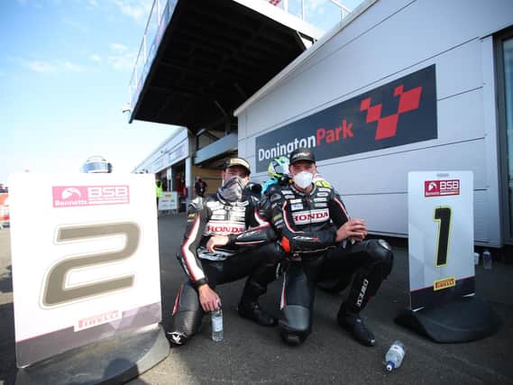 Honda Racing riders Andrew Irwin and his brother Glenn finished first and second in the first two British Superbike races at Donington Park on Saturday and Sunday.