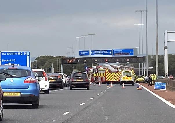 Emergency services at the scene of a multiple car collision on the M2 North Bound Belfast.PICTURE MCAULEY MULTIMEDIA