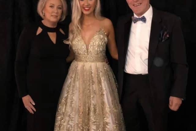Emma and her parents at Miss Northern Ireland