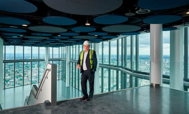 Cormac McCloskey, Errigal Contracts Director, is pictured at 22 Bishopsgate, London City’s tallest building and newest skyscraper with 62 floors at 278-metres high