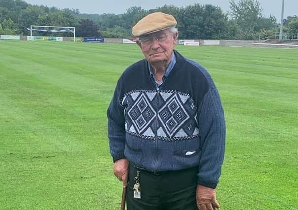 Loughgall's Hilbert Willis is aiming to walk 100 lengths of the Lakeview Park pitch to help boost club funds.
