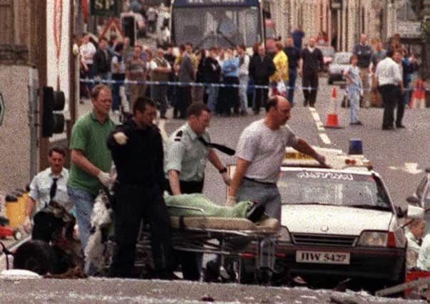 The aftermath of the 1998 Real IRA bomb blast in Omagh, Co Tyrone. Photo: Pacemaker Belfast