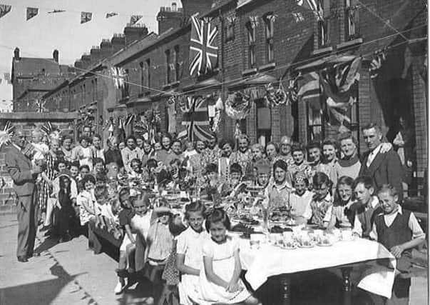 Image of a VJ Day street party in Battenburg Street, Shankill, west Belfast, circulated online by NI War Memorial