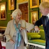 13/08/2020: Prime Minister Boris Johnson meets the Point of Light winner, Maureen Lightbody at Hillsborough Castle