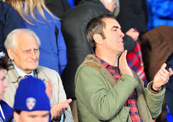 James Nesbitt and his father at a Coleraine game in 2012