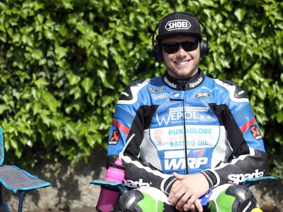 Daley Mathison pictured shortly before the Superbike race at the Isle of Man TT in 2019.