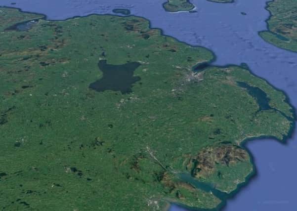 Aerial view of Northern Ireland, c/o GoogleMaps