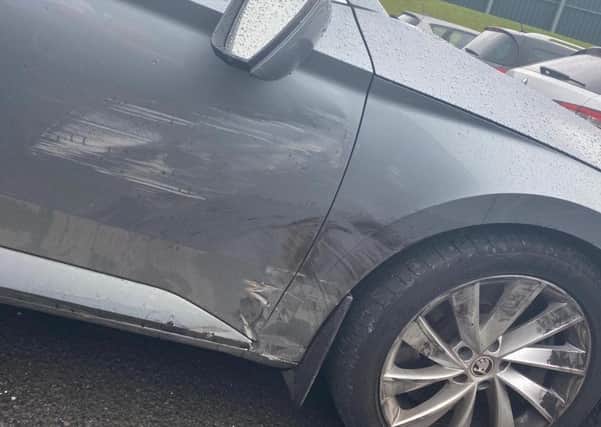 One of two PSNI vehicles damaged in south Armagh on Monday night