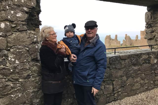 Gulliver with his grandparents at Dunluce Castle
