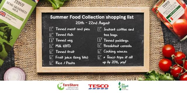 Tesco is to hold an extra summer food collection to support the Trussell Trust and FareShare