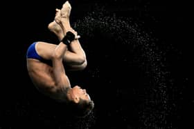 Great Britain's Tom Daley dives in the Men's 10m platform at the National Aquatics Centre in Beijing, China in 2008.