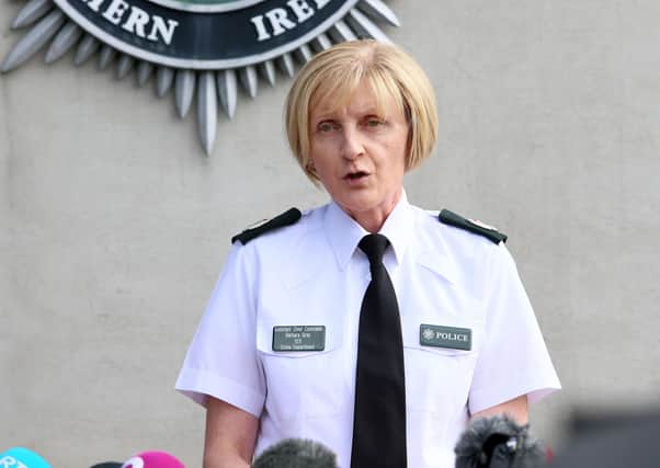 Assistant Chief Constable Barbara Gray speaks to media at a press facility at PSNI headquarters, in relation to Operation Arbacia. 
Photo: Pacemaker Press