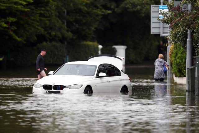 Heavy rain causing flooding across Northern Ireland. Emergency services attend flooding in Bryansford Avenue Newcastle.

Heavy downpours and flooding this morning have caused disruption across Northern Ireland.