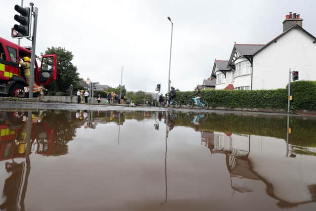 Heavy downpours and flooding this morning have caused disruption across Northern Ireland.