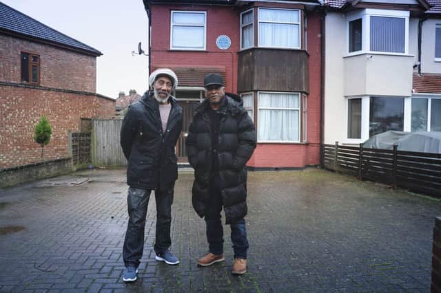Brinsley Forde and Locksley Gishie visiting former home of Bob Marley and the Wailers in Neasden, North London