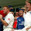 England's Andrew Flintoff and Kevin Pietersen celebrate as they beat Australia during the fourth day of the fourth npower Test match at Trent Bridge, Nottingham, Sunday August 28, 2005 when Ashley Giles and Matthew Hoggard were the improbable batting heroes.