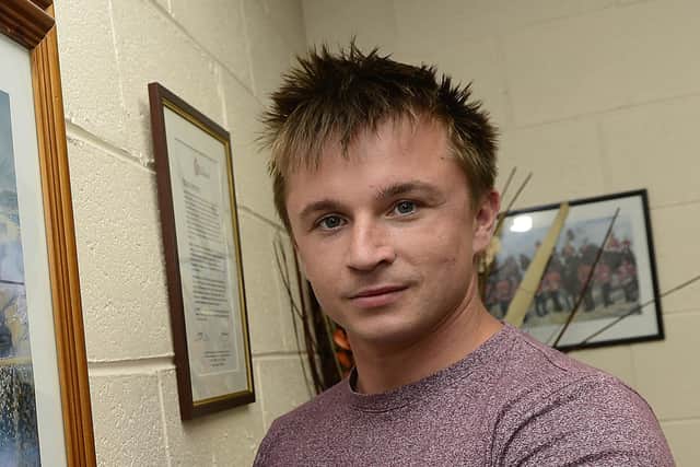 Brett Savage pictured at the Beyond the Battlefield office in Newtownards.
Picture By: Arthur Allison, Pacemaker.