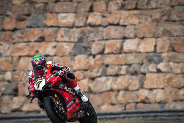 Ducati's Scott Redding won Saturday's first race at Motorland Aragon in Spain.