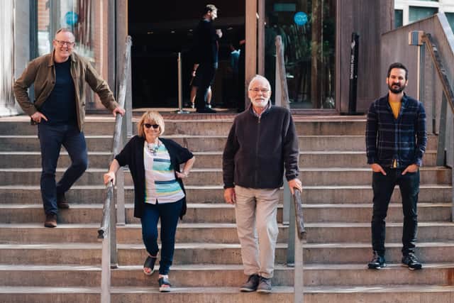 Jimmy Fay (Lyric), Marie Jones, Ian McElhinney and Gareth Nicholls (Traverse)