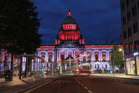 City Hall lit up to mark the anniversary of the Polish Solidarity movement