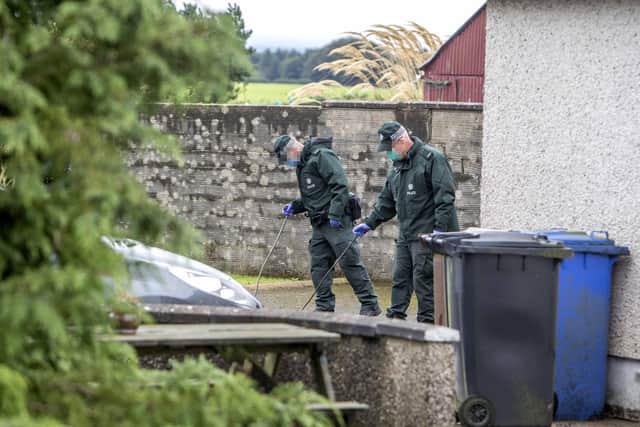 MCAULEY MULTIMEDIA..PSNI at the scene of a paramilitary style attack on the Ballyclogh Road outside Bushmills on Tuesday night