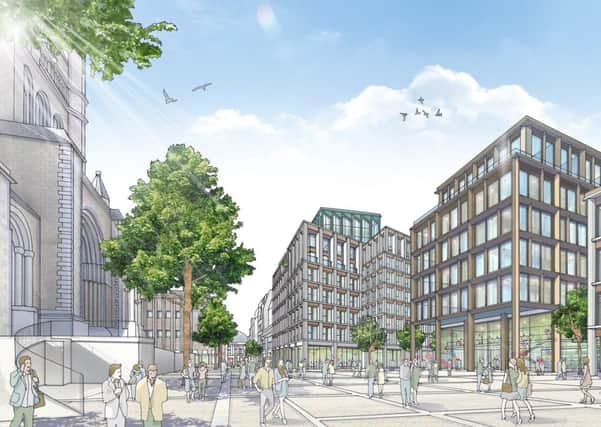 An artists's impression of the Tribeca development and North Street Arcade in Belfast city centre.