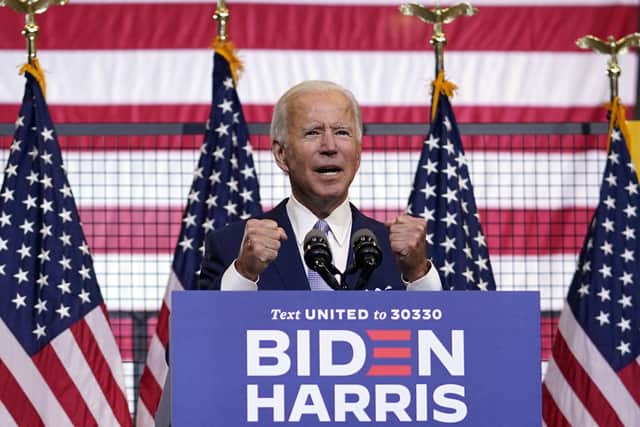 Democratic presidential candidate former Vice President Joe Biden in Pittsburgh on last Monday. His support among black Protestants is 88%, while among white evangelicals Trump has 82% backing (AP Photo/Carolyn Kaster)