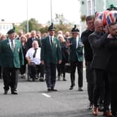 Friends carry the coffin of Brett Savage today in Newtownards.
Photo: Pacemaker