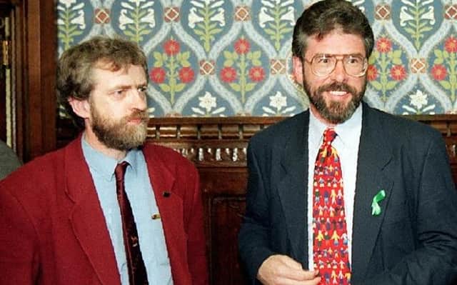 The then backbench Labour MP Jeremy Corbyn (left) with then Sinn Fein President Gerry Adams  at the House of Commons in 1995. Mr Corbyn, later became Labour leader, declined multiple opportunities to condemn the IRA