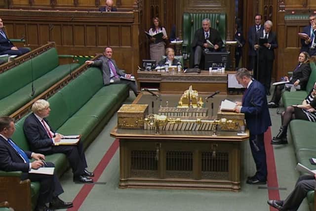 Labour leader Keir Starmer speaks during Prime Minister's Questions in the House of Commons on Wednesday. He called on Boris Johnson, left, to withdraw his comments regarding Sir Keir's support "for an IRA condoning politician who wanted to get out of Nato". Photo: PA Wire