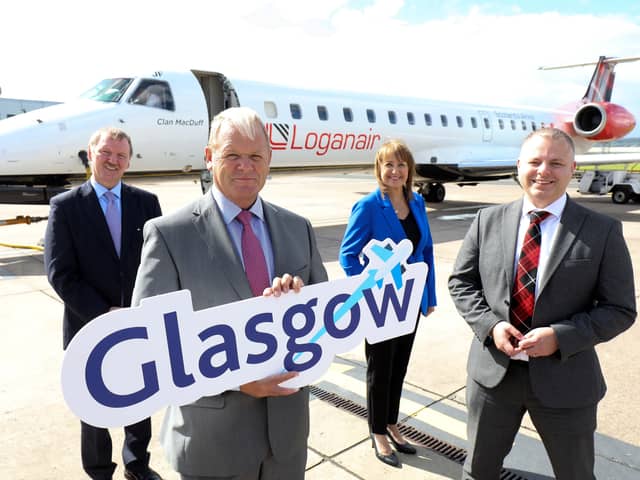 Stuart Patrick, Chief Executive for the Glasgow Chamber of Commerce, Brian Ambrose, Chief Executive at Belfast City Airport,  Ann McGregor, Chief Executive for the Northern Ireland Chamber of Commerce and Johnathan Hinkles, Chief Executive for Loganair