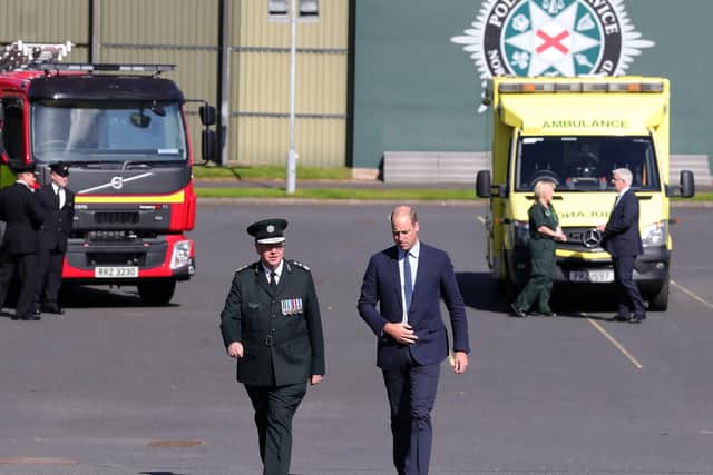 Prince William with Chief Constable Simon Byrne. Photo: Kelvin Boyes/ Press Eye.