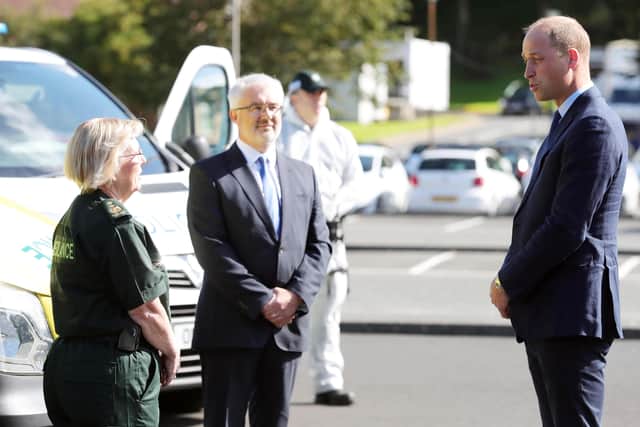 The Duke of Cambridge meeting NI Ambulance Service personnel in Belfast.  Photo: Kelvin Boyes/ Press Eye.