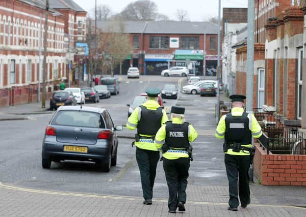 PSNI on patrol in the Holylands earlier in the year during the Covid crisis