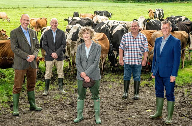 Pictured (L-R) are John Hood, Director of Food and Tourism, Invest NI with Bryan Boggs, General Manager, Clandeboye Estate Yogurt; Lady Dufferin, Clandeboye Estate; Mark Logan, Estate Manager, Clandeboye Estate and Mark Bleakney, Southern Regional Manager, Invest NI