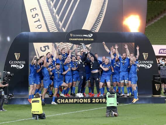 Leinster celebrate their Guinness PRO14 final victory over Ulster at the Aviva Stadium, Dublin. Photo by John Dickson / Dicksondigital