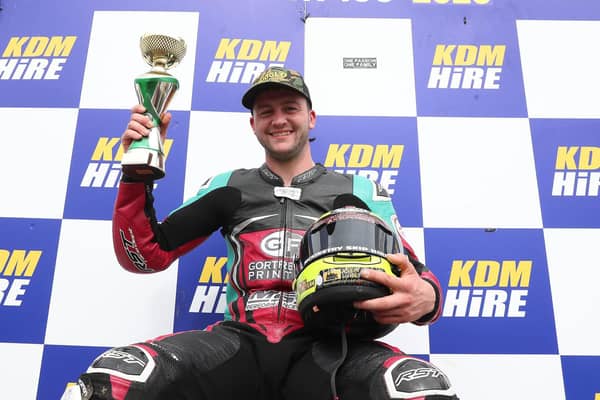 Adam McLean from Tobermore earned the Man of the Meeting award at the Cookstown 100 on Saturday following a double in the Supersport and Supertwin races.