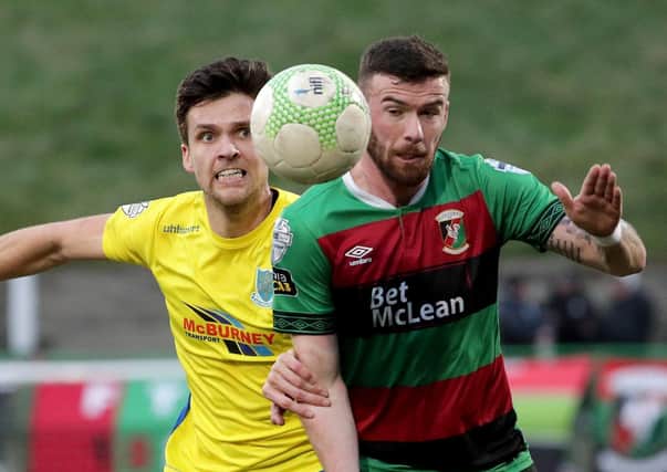 Glentoran defender Patrick McClean (right). Pic by Pacemaker.