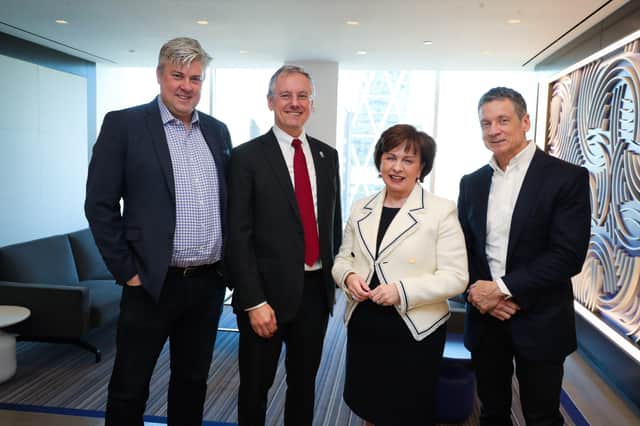 Pictured with the Minister in New York in March this year are Gavan Corr, Managing Partner, Qarik, Kevin Holland, Invest NI and Joe Schenk, Managing Partner, Qarik