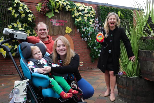 Brett Walker, Edel Casey, Theo Walker and Michelle Greeves have fun at ‘Vic-Story-A-Square’