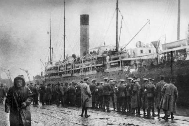 British soldiers arrive in Le Havre, France, on August 16, 1914. Photo Imperial War Museum.