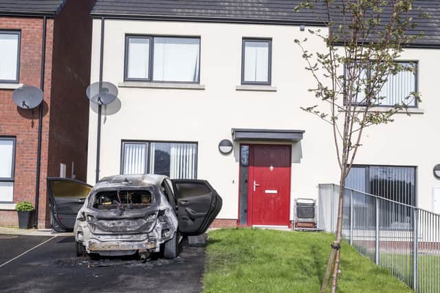 15/09/20 The scene of an overnight arson attack in the Leyland Drive area of Ballycastle, a car was set alight round 3.30am