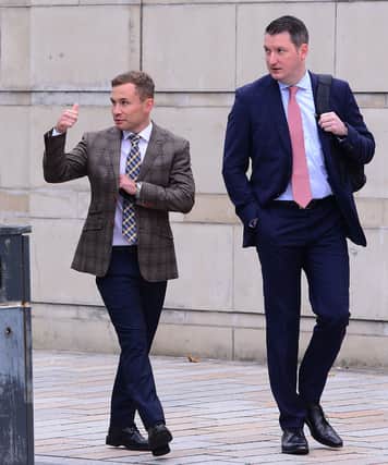 Former boxing world champion, Carl Frampton arrives at Belfast High court this morning with his legal counsel, John Finucane for his legal battle with his former manager, Barry McGuigan.
Picture By: Arthur Allison/ Pacemaker Press