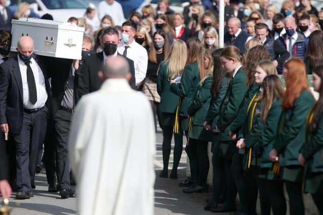Press Eye - Belfast - Northern Ireland - 17th March 2020  The funeral of 16-year-old Ellie McDonnell