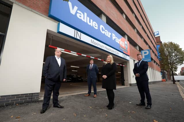 Pictured marking the opening of the new facility at 31-35 Grosvenor Road is Value Car Parks Directors Stephen McCausland, Jonathan McCausland, Emma McCausland and Peter McCausland