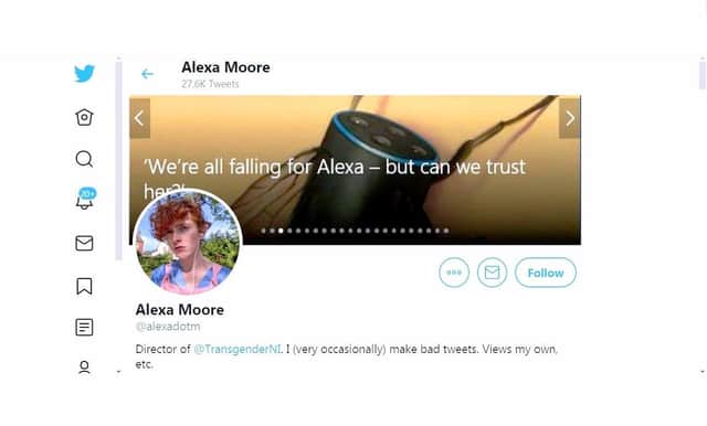 Alexa Moore's Twitter account