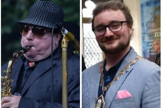 Van Morrison (left) and Belfast City Council Alliance Party Councillor, Emmet McDonough-Brown.